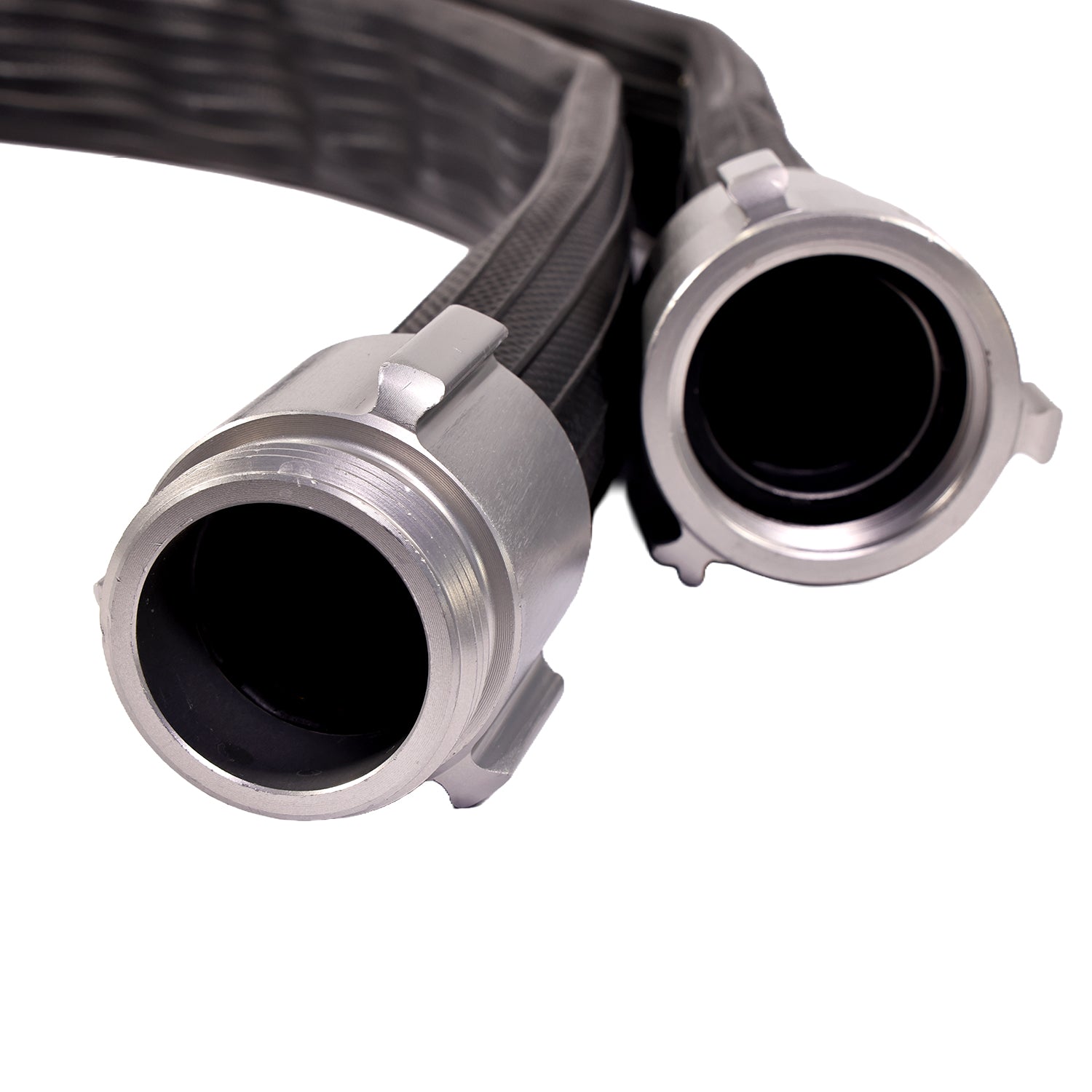 1 1/2” X 50’ BLACK NITRILE/PVC RUBBER COVERED HOSE WITH ALU. COUPLING NST 200PSI