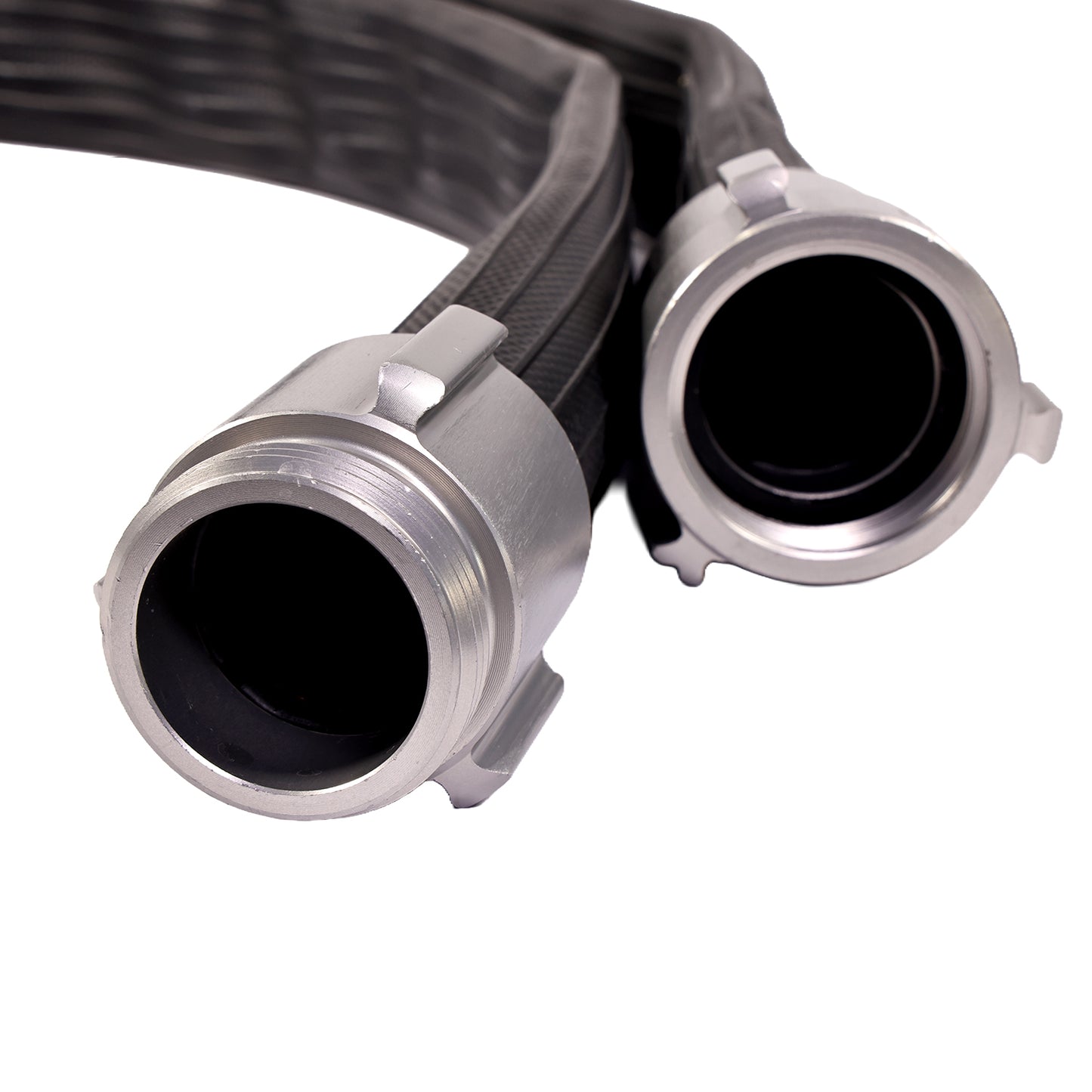 1 1/2” X 50’ BLACK NITRILE/PVC RUBBER COVERED HOSE WITH ALU. COUPLING NST 200PSI