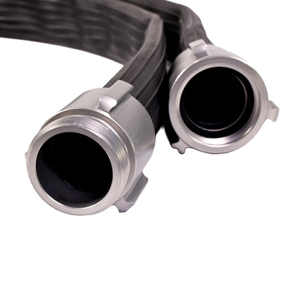 1 1/2” X 50’ BLACK NITRILE/PVC RUBBER COVERED HOSE WITH ALU. COUPLING NST 200PSI