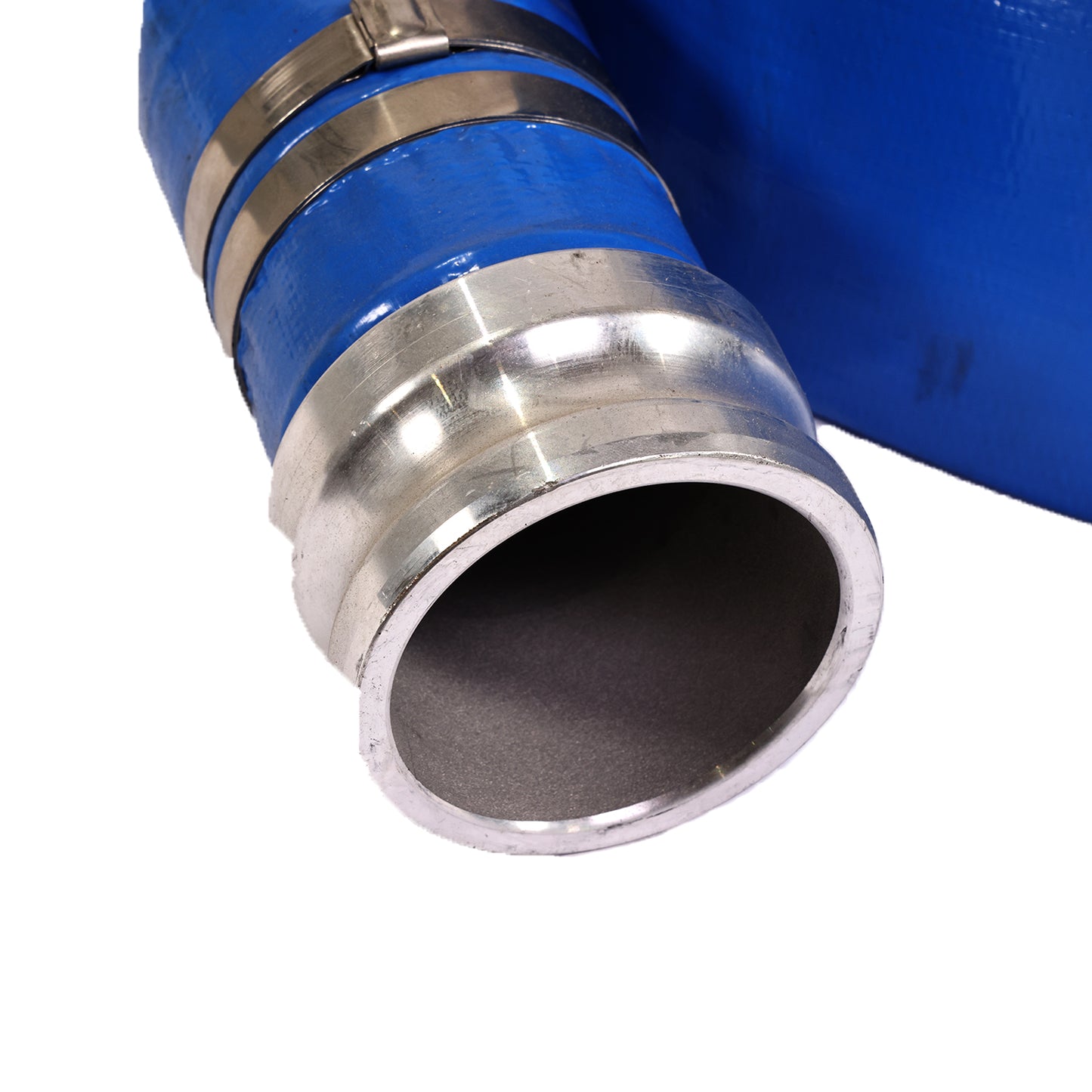 2" X 50' BLUE PVC LAYFLAT HOSE WITH CAMLOCK+CPF CLAMP (85PSI)