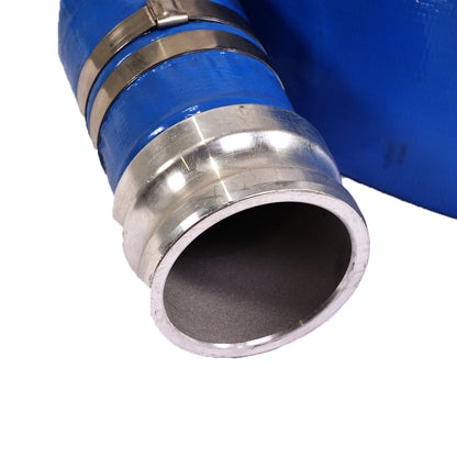 2" X 50' BLUE PVC LAYFLAT HOSE WITH CAMLOCK+CPF CLAMP (85PSI)