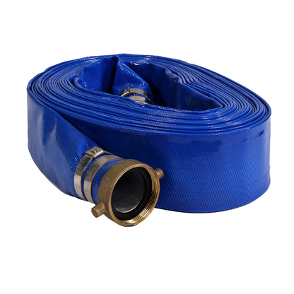 2" X 50' BLUE PVC LAYFLAT HOSE WITH PINLUG+CPF CLAMP (85PSI)