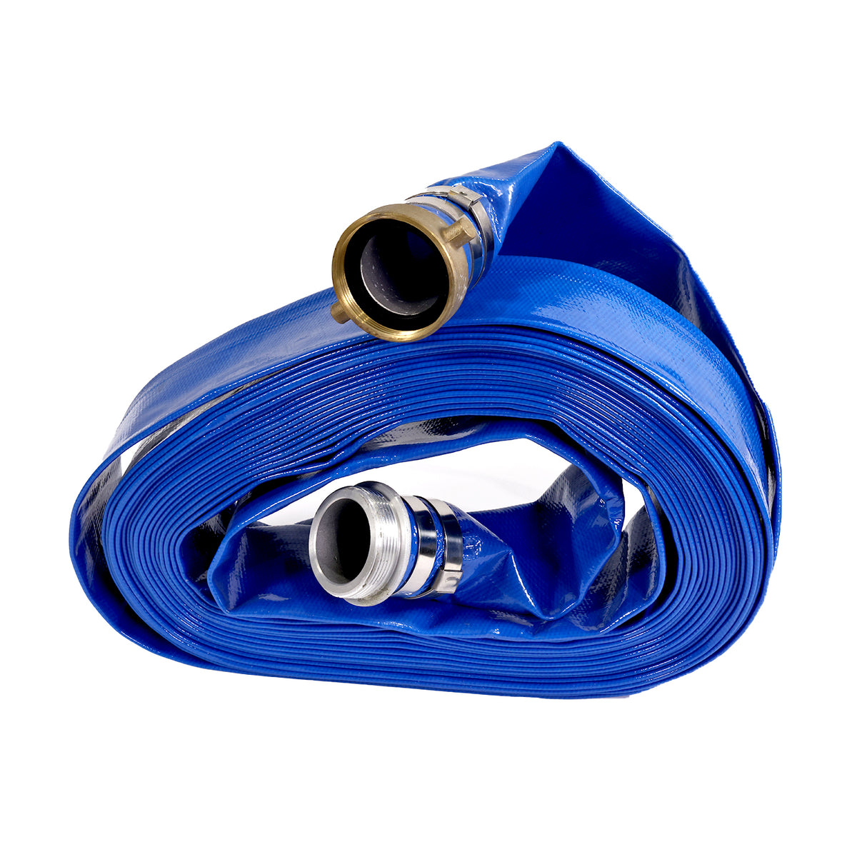 2" X 50' BLUE PVC LAYFLAT HOSE WITH PINLUG+CPF CLAMP (85PSI)