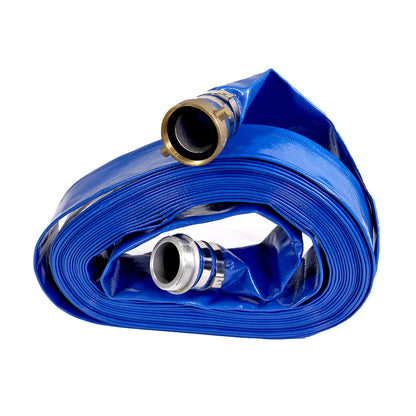 2" X 50' BLUE PVC LAYFLAT HOSE WITH PINLUG+CPF CLAMP (85PSI)