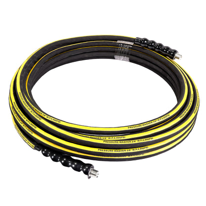 3/8'' X 100FT BLACK WRAPPED COVER PRESSURE WASHER HOSE 1SN  4000PSI WITH MNPT X MNPT SWIVEL, BLACK
